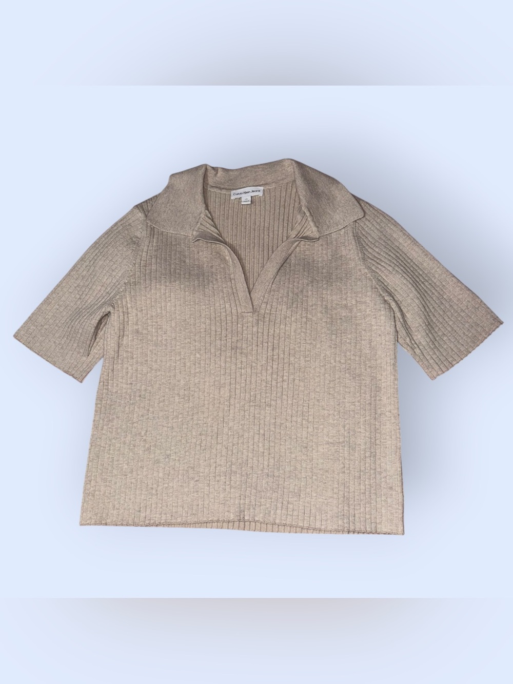 Calvin Klein Ribbed Short Sleeve Polo Top
